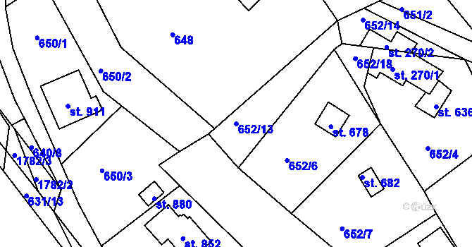 Parcela st. 652/13 v KÚ Janov u Nového Boru, Katastrální mapa