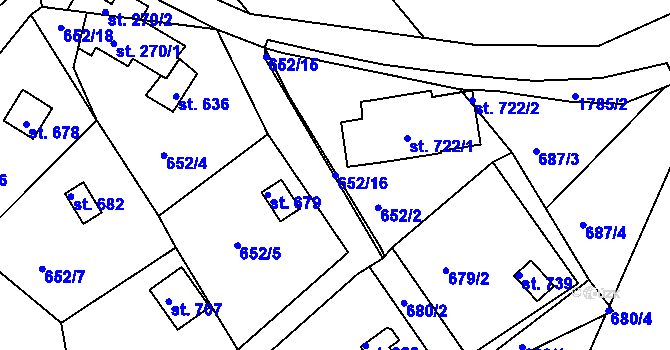 Parcela st. 652/16 v KÚ Janov u Nového Boru, Katastrální mapa