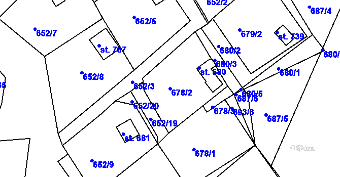 Parcela st. 678/2 v KÚ Janov u Nového Boru, Katastrální mapa