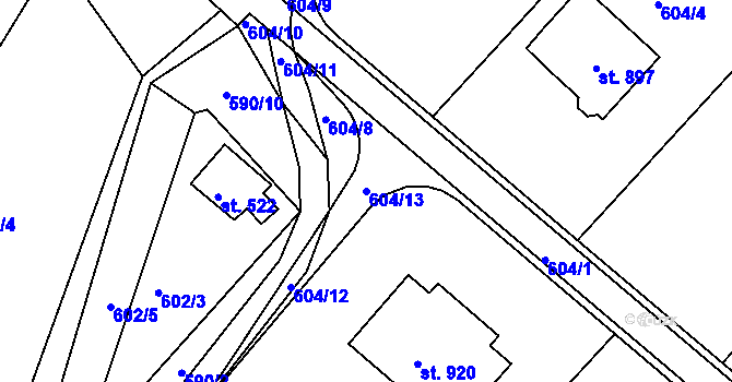 Parcela st. 604/13 v KÚ Janov u Nového Boru, Katastrální mapa