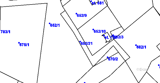 Parcela st. 652/21 v KÚ Janov u Nového Boru, Katastrální mapa