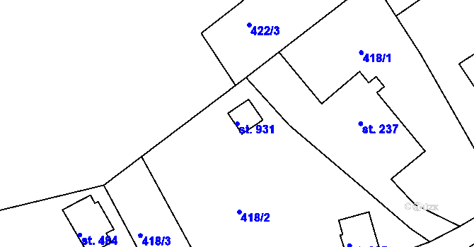 Parcela st. 931 v KÚ Janov u Nového Boru, Katastrální mapa