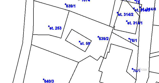 Parcela st. 59 v KÚ Radvanec, Katastrální mapa