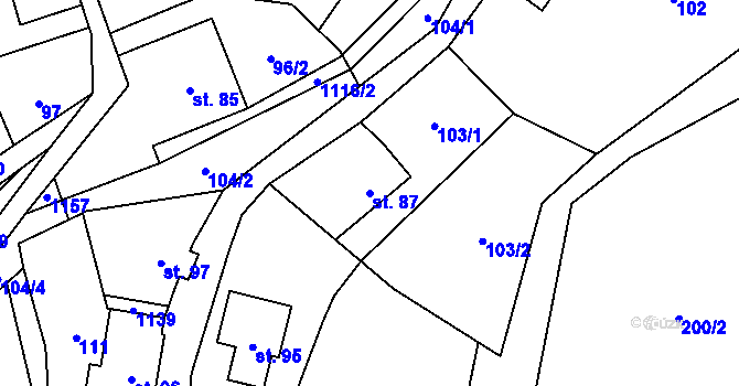 Parcela st. 87 v KÚ Radvanec, Katastrální mapa