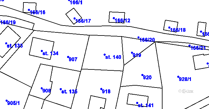 Parcela st. 140 v KÚ Radvanec, Katastrální mapa