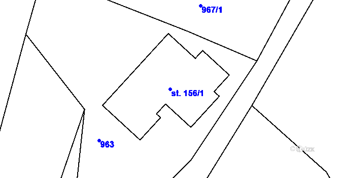 Parcela st. 156/1 v KÚ Radvanec, Katastrální mapa