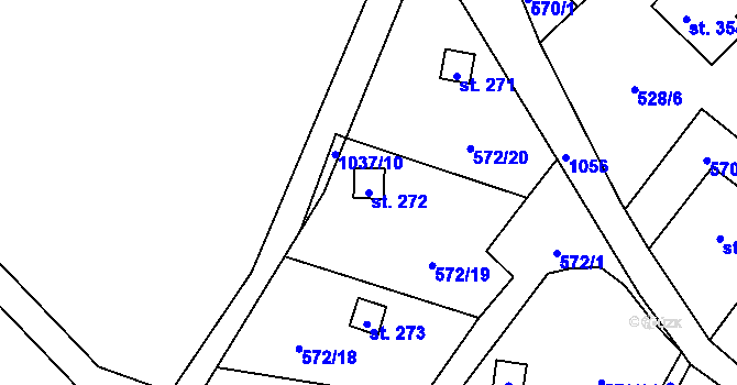 Parcela st. 272 v KÚ Radvanec, Katastrální mapa