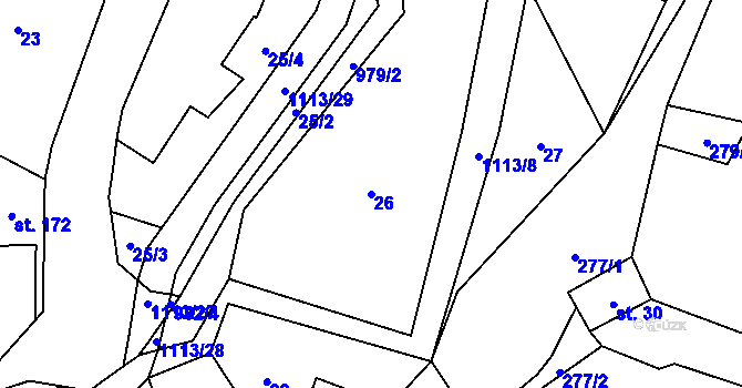 Parcela st. 26 v KÚ Radvanec, Katastrální mapa