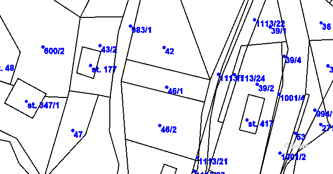 Parcela st. 46/1 v KÚ Radvanec, Katastrální mapa