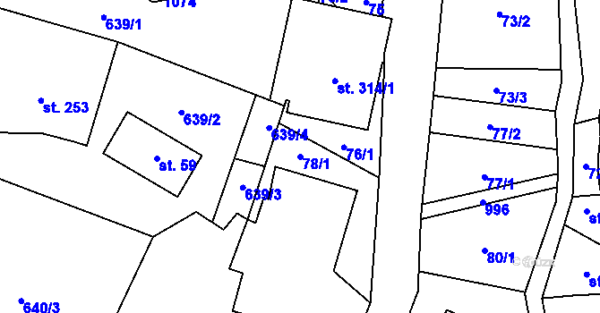 Parcela st. 78/1 v KÚ Radvanec, Katastrální mapa