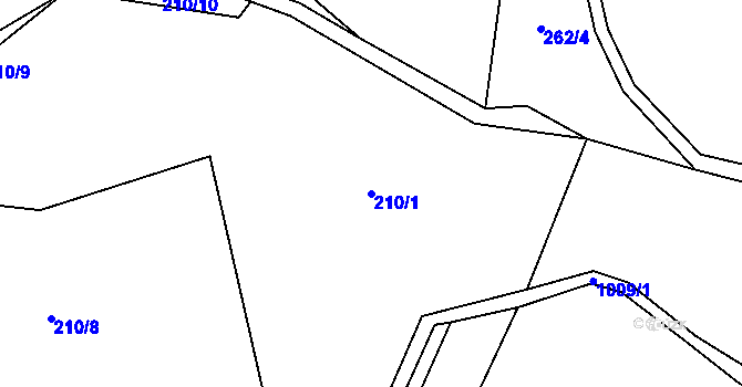 Parcela st. 210/1 v KÚ Radvanec, Katastrální mapa