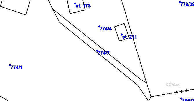 Parcela st. 774/7 v KÚ Radvanec, Katastrální mapa