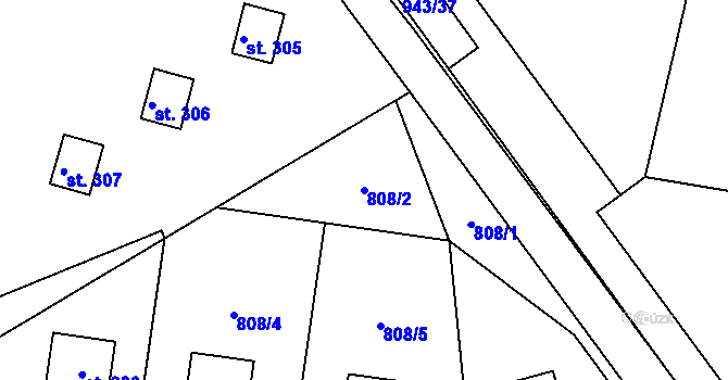 Parcela st. 808/2 v KÚ Radvanec, Katastrální mapa