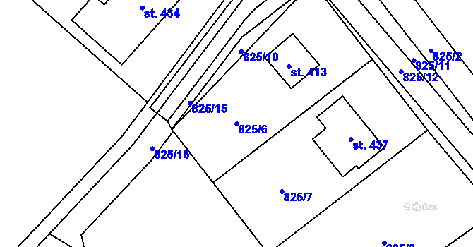 Parcela st. 825/6 v KÚ Radvanec, Katastrální mapa