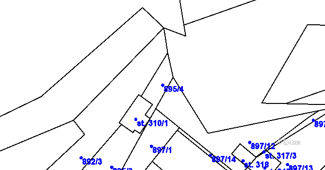 Parcela st. 895/4 v KÚ Radvanec, Katastrální mapa