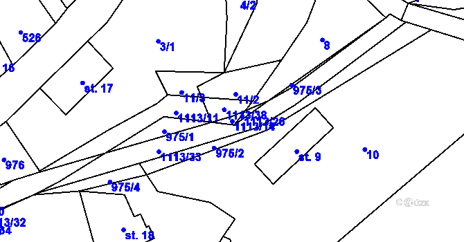 Parcela st. 1113/14 v KÚ Radvanec, Katastrální mapa