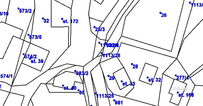 Parcela st. 1113/28 v KÚ Radvanec, Katastrální mapa
