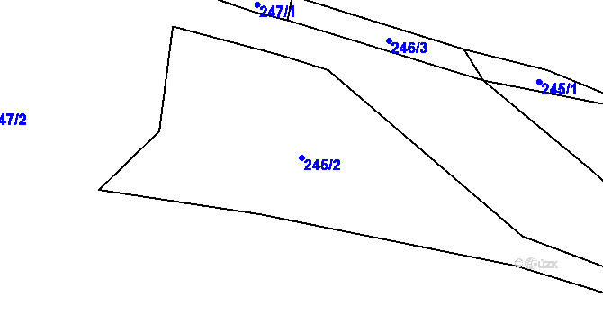 Parcela st. 245/2 v KÚ Radvanec, Katastrální mapa