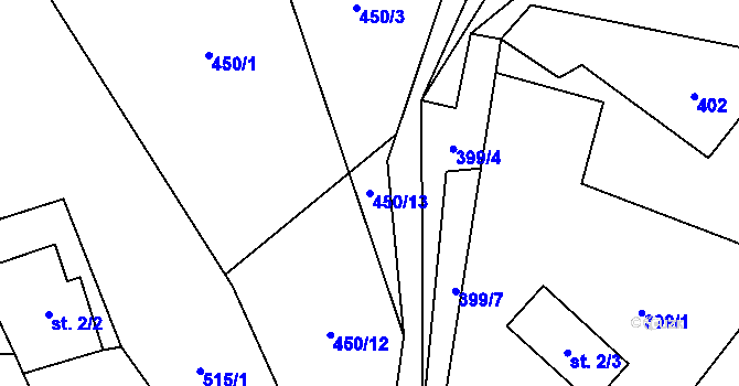 Parcela st. 450/13 v KÚ Radvanec, Katastrální mapa