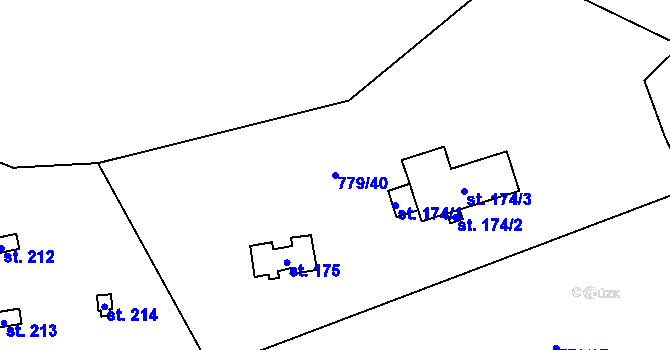 Parcela st. 779/40 v KÚ Radvanec, Katastrální mapa