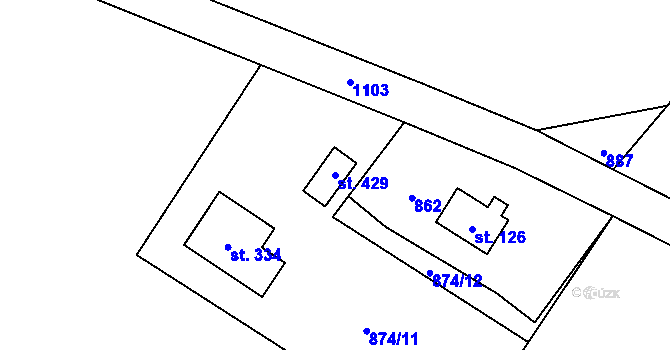 Parcela st. 429 v KÚ Radvanec, Katastrální mapa