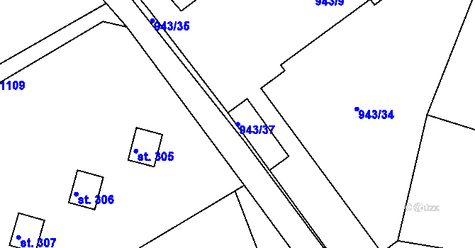 Parcela st. 943/37 v KÚ Radvanec, Katastrální mapa