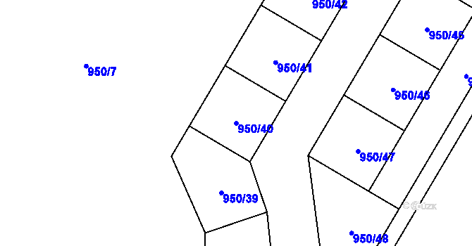 Parcela st. 950/40 v KÚ Radvanec, Katastrální mapa