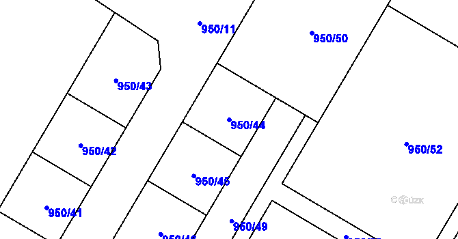 Parcela st. 950/44 v KÚ Radvanec, Katastrální mapa
