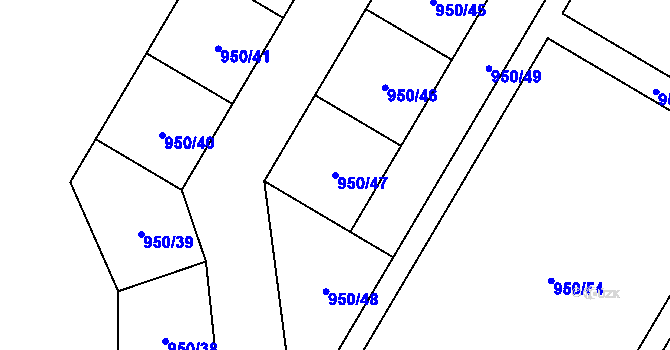 Parcela st. 950/47 v KÚ Radvanec, Katastrální mapa