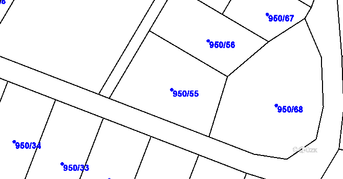 Parcela st. 950/55 v KÚ Radvanec, Katastrální mapa