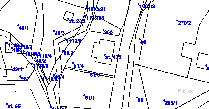 Parcela st. 436 v KÚ Radvanec, Katastrální mapa