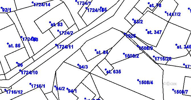 Parcela st. 84 v KÚ Sloup v Čechách, Katastrální mapa