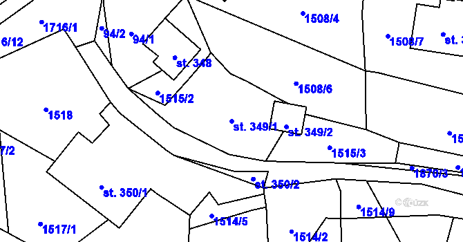 Parcela st. 349/1 v KÚ Sloup v Čechách, Katastrální mapa