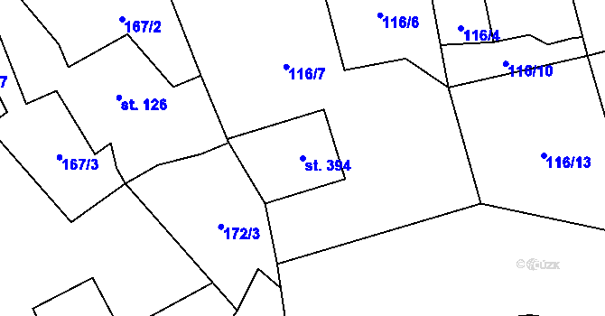 Parcela st. 394 v KÚ Sloup v Čechách, Katastrální mapa