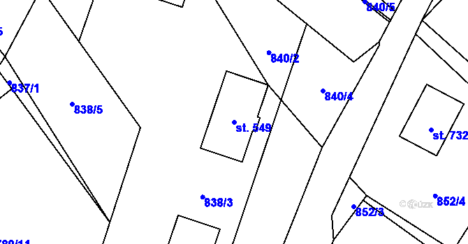 Parcela st. 549 v KÚ Sloup v Čechách, Katastrální mapa