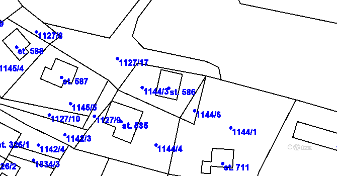 Parcela st. 586 v KÚ Sloup v Čechách, Katastrální mapa