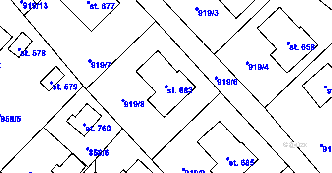 Parcela st. 683 v KÚ Sloup v Čechách, Katastrální mapa