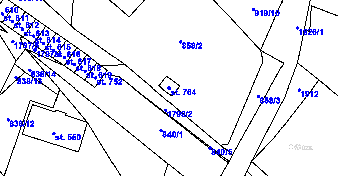 Parcela st. 764 v KÚ Sloup v Čechách, Katastrální mapa