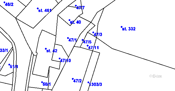 Parcela st. 47/11 v KÚ Sloup v Čechách, Katastrální mapa