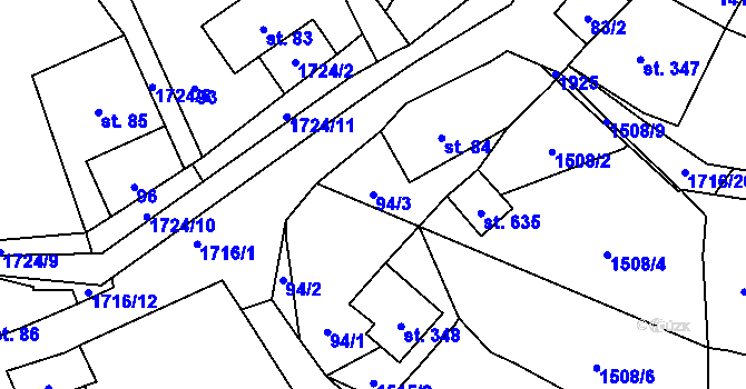 Parcela st. 94/3 v KÚ Sloup v Čechách, Katastrální mapa