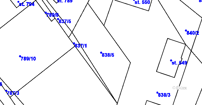 Parcela st. 838/5 v KÚ Sloup v Čechách, Katastrální mapa