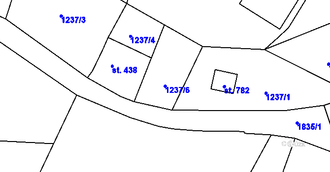 Parcela st. 1237/6 v KÚ Sloup v Čechách, Katastrální mapa