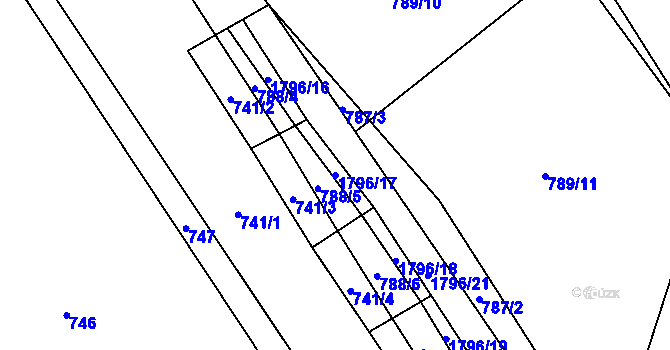 Parcela st. 1796/17 v KÚ Sloup v Čechách, Katastrální mapa