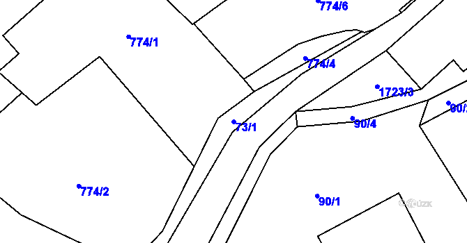 Parcela st. 73/1 v KÚ Sloup v Čechách, Katastrální mapa