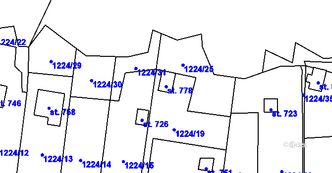 Parcela st. 778 v KÚ Sloup v Čechách, Katastrální mapa