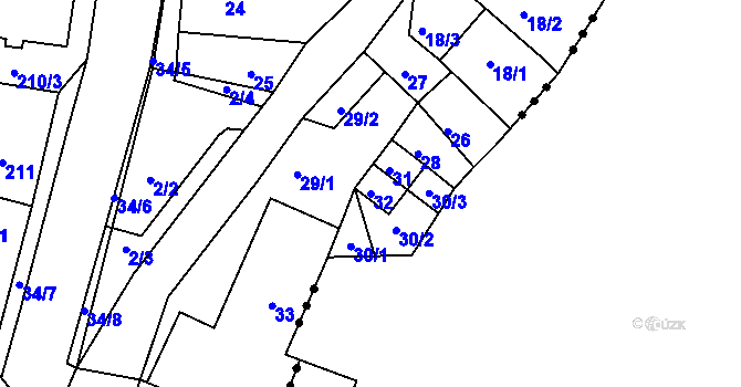 Parcela st. 32 v KÚ Sloup v Moravském krasu, Katastrální mapa