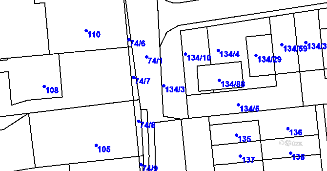 Parcela st. 134/3 v KÚ Sloup v Moravském krasu, Katastrální mapa