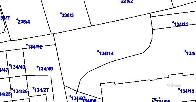 Parcela st. 134/14 v KÚ Sloup v Moravském krasu, Katastrální mapa