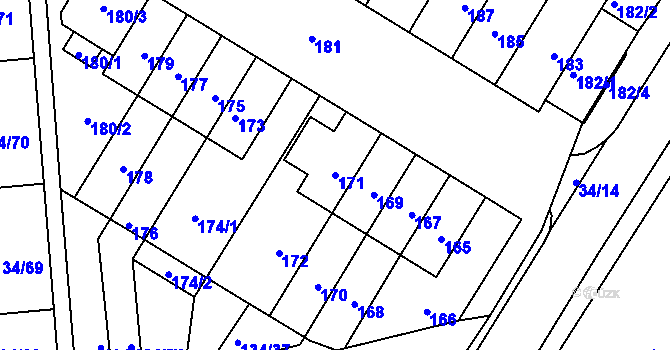 Parcela st. 171 v KÚ Sloup v Moravském krasu, Katastrální mapa