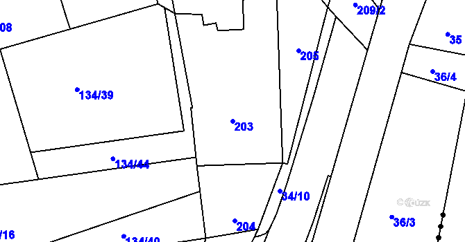 Parcela st. 203 v KÚ Sloup v Moravském krasu, Katastrální mapa